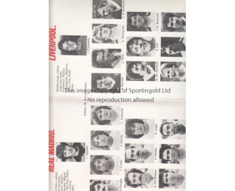 1981 EUROPEAN CUP FINAL   Four page France Football Team List booklet issued for the 1981 European Cup Final, Real Madrid v L