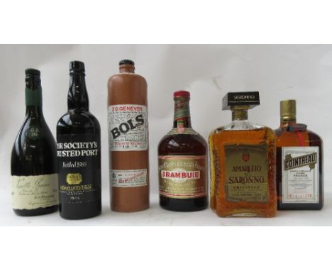 Thirteen bottles of mixed spirits and liqueurs, including; Glenmorangie ten year old single malt whisky, 1972 Taylors Vintage