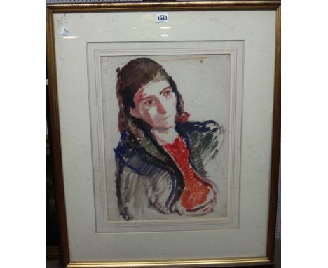 Attributed to Ronald Ossory Dunlop (1894-1973), Portrait of a young woman, gouache sketch, 49cm x 36cm.