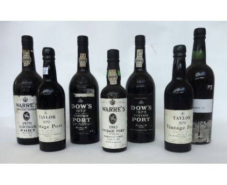 Ten bottles of port, comprising; three 1950 Cockburn (lacking labels), a 1960 Cockburn, a 1977 Dows, a 1975 Dows, two 1949 Ca