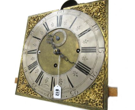 A George III longcase clock dial and musical movement, the twelve inch brass dial detailed 'William Stephens Godalming', with