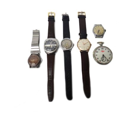 A gentleman's gold circular cased Zenith wristwatch, with a signed circular jewelled lever movement, the signed silvered dial