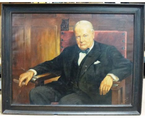 J.C.M.P. Ker, after Arthur Pan, Portrait of Winston Churchill, oil on canvas, signed, 70cm x 93cm.  Provenance: Ashcombe Hous