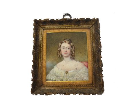 Edith Mary Fawkes (late 19th century) English school after Egley, a portrait miniature on ivory of Lady Cleasby (Lucy Susan F