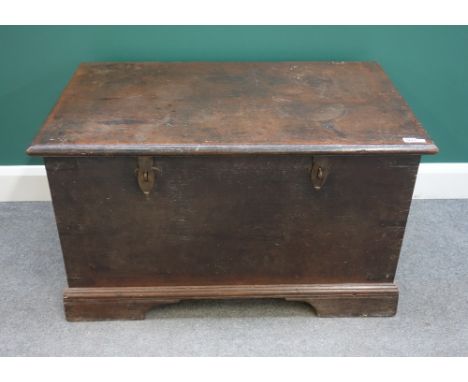 A 19th century Anglo Indian teak travelling trunk, with fitted carved sandalwood interior, 98cm wide x 57cm high x 60cm deep.
