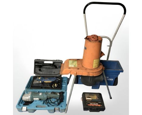 An Alko garden shredder, trolley and boxed tools 