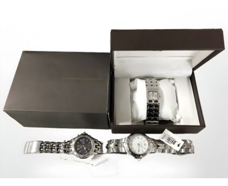A Rotary stainless steel wristwatch, Timex wristwatch plus another in associated box.