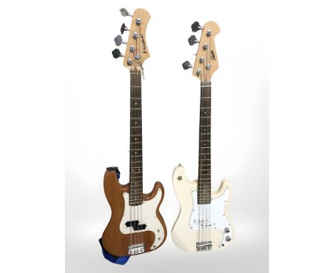 A Westfield electric bass guitar and a Swift electric bass guitar 