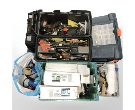 A large quantity of hand tools and hardware, tool boxes, etc (one pallet) 