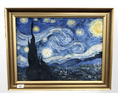 After Van Gogh : The Starry Night, print on fabric , 49 cm x 36 cm.