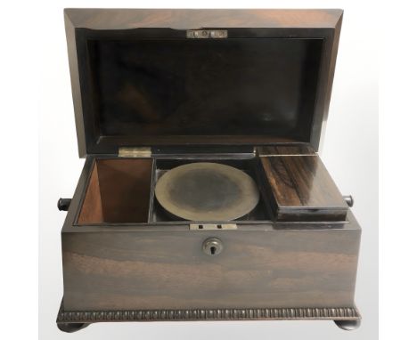 A William IV rosewood tea caddy, width 36 cm.