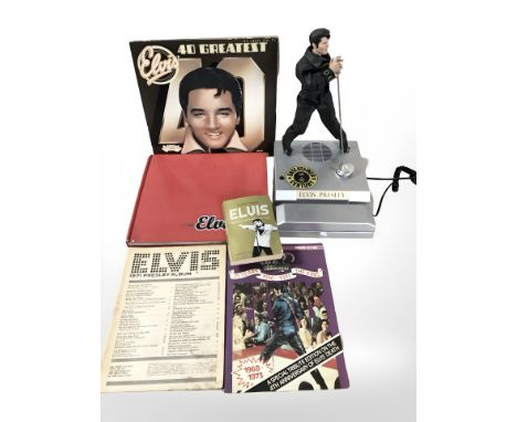 A group of Elvis collectibles including figurine, ephemera, etc. (1 box)