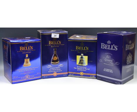 Bells Extra Special Old Scotch Whisky decanter commemorating the Queens Golden Wedding Anniversary boxed; others commemoratin