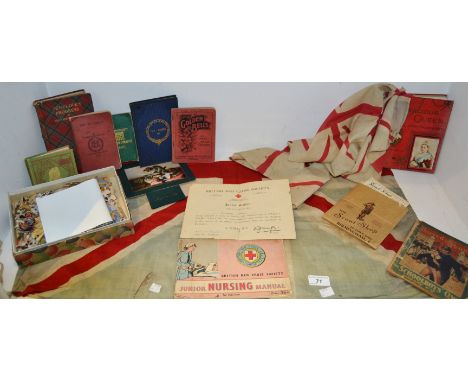 Early 20th century  Coronation flags; Union Jack flag; a 1950 First Edition  Junior Nursing Manual, British Red Cross Society