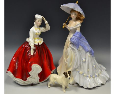 A Beswick Jack Russell model; a Royal Doulton figure, Gail; a Royal Worcester figure, Charlotte (3)