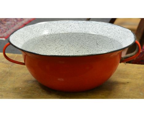 A Hungarian enamel twin handled mixing bowl 