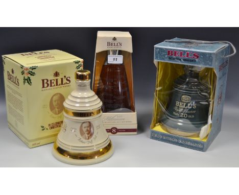 A Bells blended whisky Millennium decanter full; a Bells blended Scotch whisky, boxed, celebrating Christmas 2012; Bells Roya