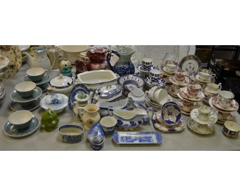 Teawares - a Victorian Staffordshire part tea service; Aynsley teawares; Gaudy Welsh sugar bowl; Allertons part tea service; 