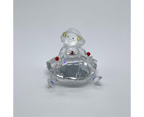Part of the Cheerful Times collection. A clear crystal figure with a frosted crystal hair and face with blue eyes. Yellow cry