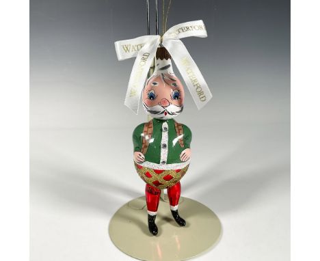 Handcrafted ornament, a limited edition (43/500) of In for the Night Santa, features Santa with a joyful expression, rosy che