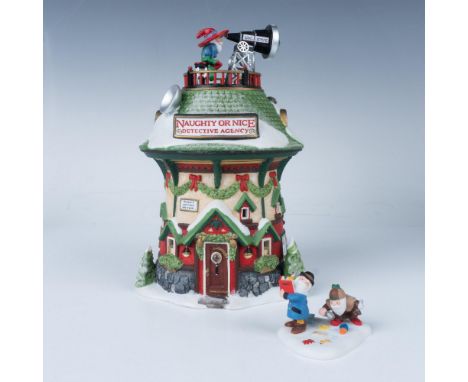 This hand painted porcelain figurine is called Naughty or Nice Detective Agency. Department 56 backstamp. It comes with its o