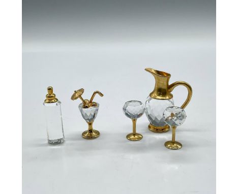 Crystal miniatures with gilded accents includes Baby Bottle (box included), Tropical drink (box included) and pitcher with 2 