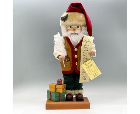 Limited Edition. Take a peek and see who made Santa's nice list. This nutcracker is dressed in a tan and red vest, green pant