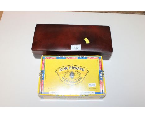 A King Edward Imperial cigar box and contents of thirteen King Edward cigars together with a leather cigar box and contents o