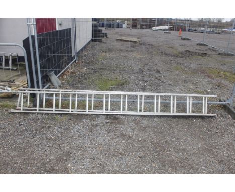 An aluminium extending ladder