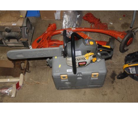 A Ryobi RCS-4046C 40cc petrol chainsaw with plastic carry case