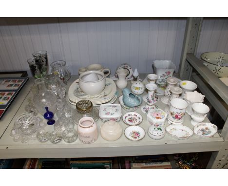 A collection of various glass and china to include Wedgwood, Royal Worcester, glass candlesticks etc.