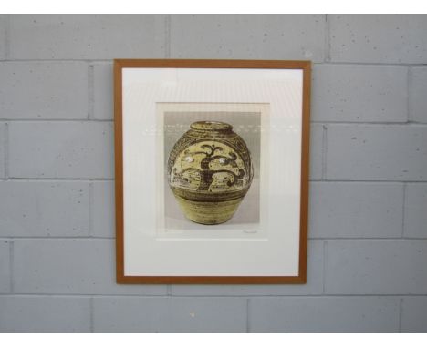 BERNARD LEACH (1887-1979) A framed and glazed lithograph from 1974, 'Tree Jar'. Signed in pencil bottom right and numbered 71