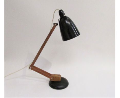 A Maclamp for Conran in black with a wooden adjustable arm. (Collectors Electrical Item, See Information Pages) 