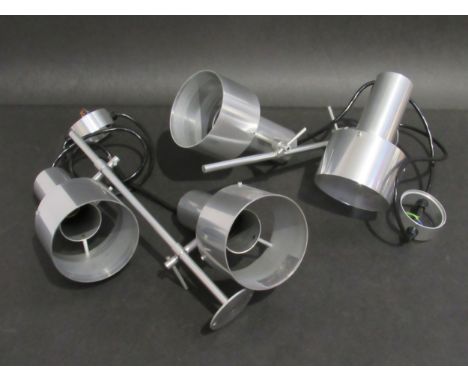 Two pairs of aluminium light fittings made by Architectural Lighting Ltd, designed by Peter Nelson (Collectors Electrical Ite