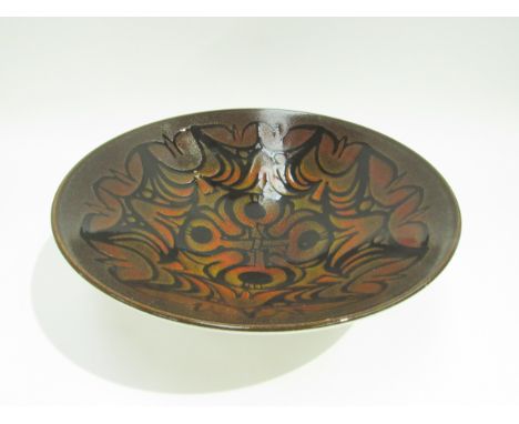 A Poole Pottery Aegean range large fruit bowl, No.58. 34.5cm diameter x 10cm high 