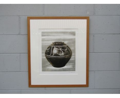 BERNARD LEACH (1887-1979) A framed and glazed lithograph from 1974, 'Black Jar'. Signed in pencil bottom right and numbered 6