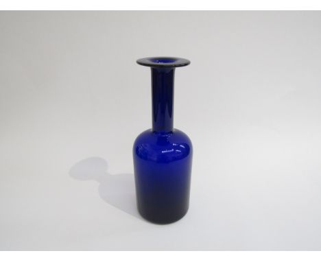 A Holmegaard blue glass "Gul" vase designed by Otto Brauer, 25.5cm high 