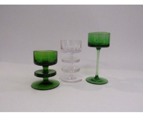 A collection of Wedgwood Glass candle holders by Ronald Stennett-Willson to include a small Brancaster, single ring Sheringha