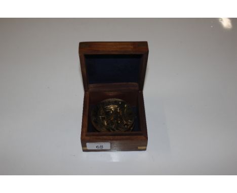 A walnut boxed sundial and compass inscribed "Hatton Garden London"