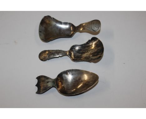 Three Dutch silver caddy spoons