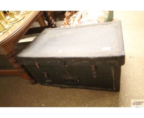 A vintage canvas covered trunk