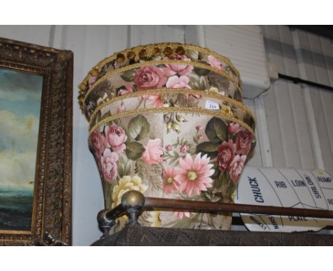 A pair of large vintage floral lamp shades