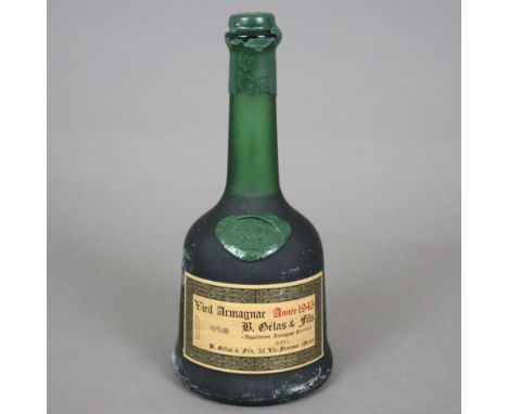 Vieil Armagnac GELAS ET FILS 1945 - France, 0,70 L., 40%, Füllstand: Lower Shoulder, Kapsel beschädigt, in Originalbox, Box b
