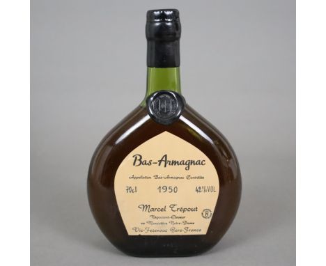 Bas-Armagnac Marcel Trépout 1950 - France, 70 cl, 42%, Füllstand: Upper Shoulder, in Originalbox