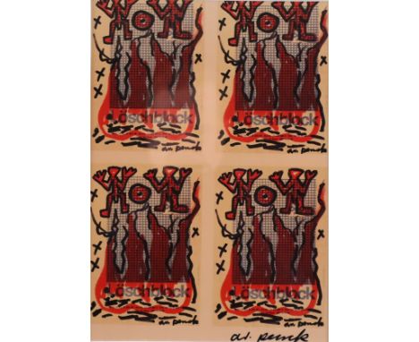 Penck, A.R. (1939 Dresden-2017 Zürich) - "Löschblock" (1990), Andruckbogen für Kunstpostkarten, handsigniert, im Passepartout