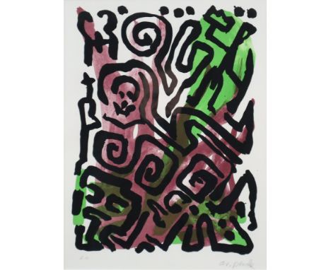 Penck, A.R. (1939 Dresden-2017 Zürich) - "Tiské 8", Farblithografie, unten rechts mit Bleistift handsigniert "ar. penck", unt