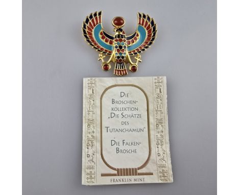 Vintage-Brosche mit altägyptischer Motivik - Falkenbrosche aus der Franklin Mint Broschen-Kollektion "Die Schätze des Tutanch