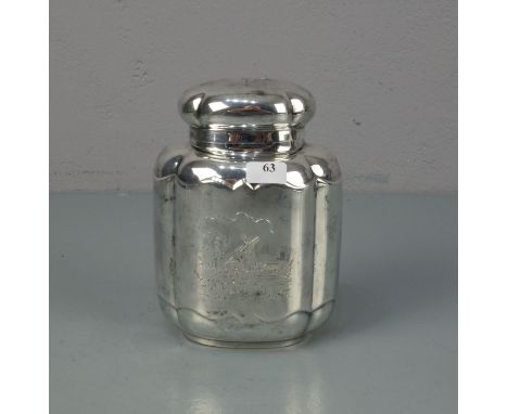 TEEDOSE / DECKELDOSE / plated tea caddy, 20. Jh., versilbertes Metall - 90er Auflage, deutsch, Burgdorfer Silberwarenfabrik -