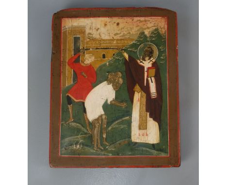SELTENE IKONE "Der heilige Nikolaus errettet drei zu unrecht zum Tode Verurteilte" / Icon "St. Nicholas redeems three wrongly