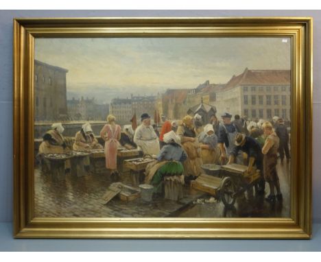 BJULF, SÖREN CHRISTIAN (auch H. A. Brink, Løgstør / Loegstoer 1890-1958 Kopenhagen), Gemälde / painting: "Fischmarkt in Kopen